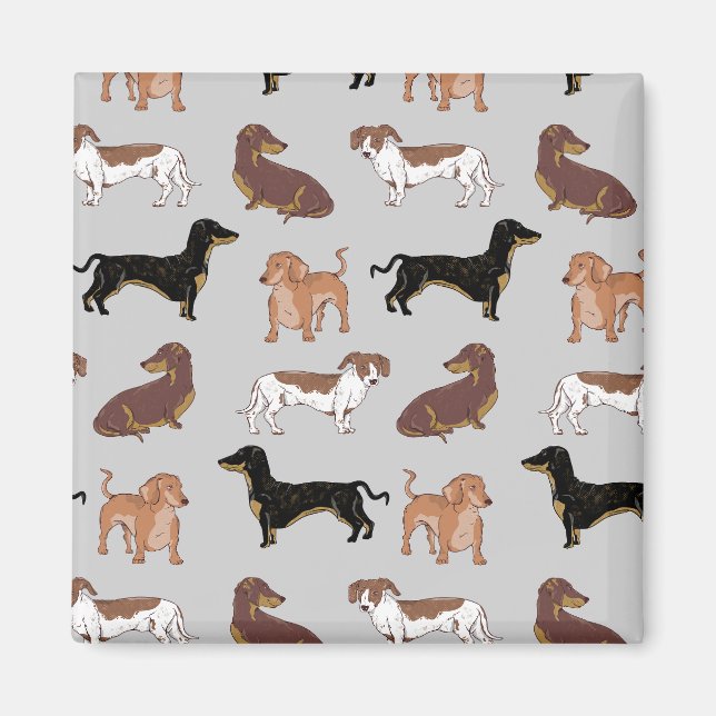 Dachshund dog pattern magnet (Front)