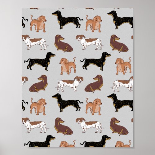 Dachshund dog pattern poster