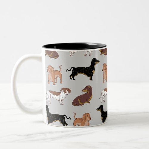 Dachshund dog pattern Two_Tone coffee mug