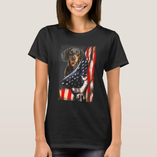 Dachshund Dog _ Perfect Us Flag Patriotic Dog T_Shirt