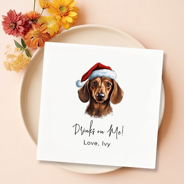Dachshund Dog Personalized Drinks On Me Napkins (Creator Uploaded)