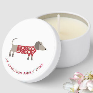 Dachshund Dog Personalized Family Christmas Mini Candle Favors
