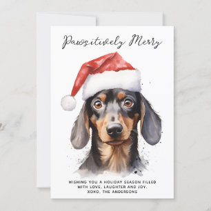 Dachshund Dog Personalized Santa Merry Christmas  Holiday Card