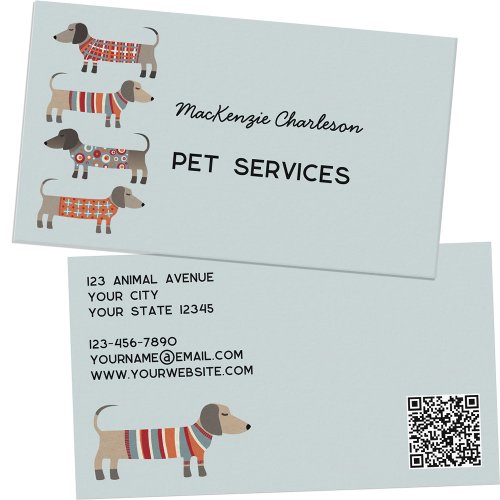 Dachshund Dog Pet Services QR Code Business Card
