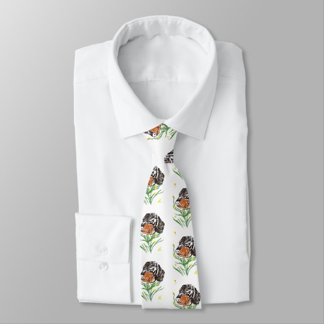 Dachshund Dog,Pets  Pattern, Spring Art Neck Tie (Tied)