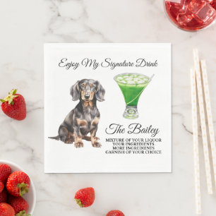 Dachshund Dog Photo Wedding Signature Drink Napkins