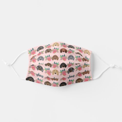 Dachshund dog pink floral adult cloth face mask