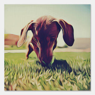 Dachshund Dog Playing With A Tennis Ball Birthday Sign