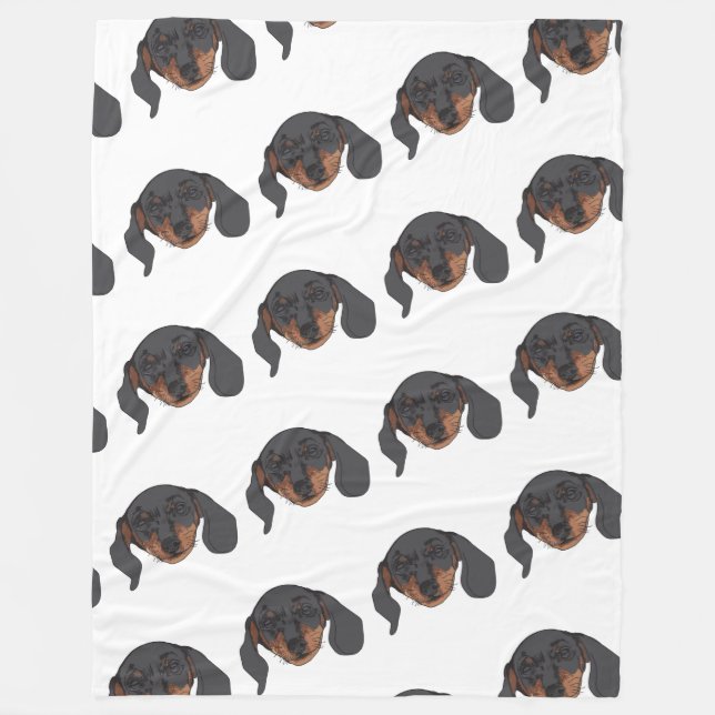 Dachshund dog Portrait Fleece Blanket (Front)