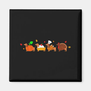 Dachshund Dog Pumpkin E Turkey Thanksgiving Magnet