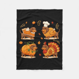 Dachshund Dog Pumpkin E Turkey Thanksgiving Men Wo Fleece Blanket