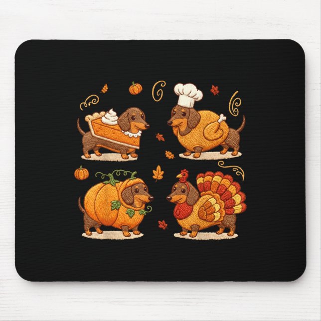 Dachshund Dog Pumpkin E Turkey Thanksgiving Men Wo Mouse Pad (Front)