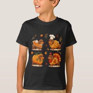Dachshund Dog Pumpkin E Turkey Thanksgiving Men Wo T-Shirt