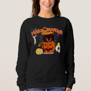 Dachshund Dog Pumpkin Witch Zombie Halloween Costu Sweatshirt