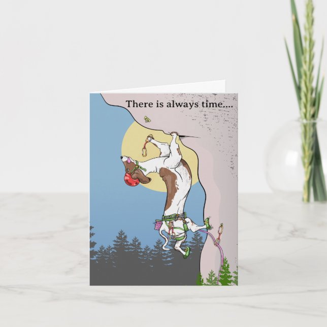 Dachshund dog rock climbing card (Front)