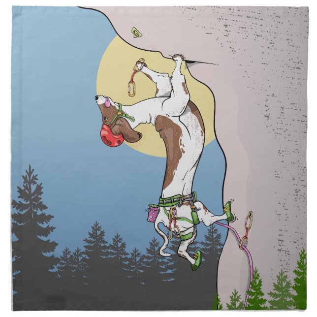 Dachshund dog rock climbing cloth napkin (Front)