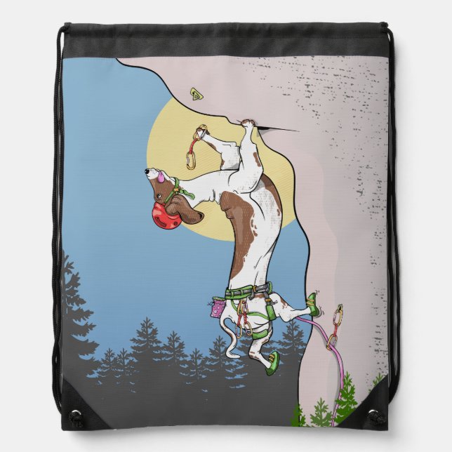 Dachshund dog rock climbing drawstring bag (Front)