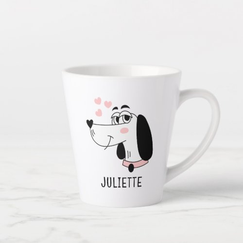 Dachshund Dog Romantic Pink Hearts Personalized Latte Mug