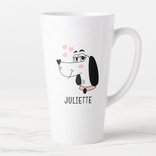 Dachshund Dog Romantic Pink Hearts Personalized Latte Mug