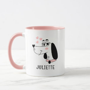Dachshund Dog Romantic Pink Hearts Personalized Mug