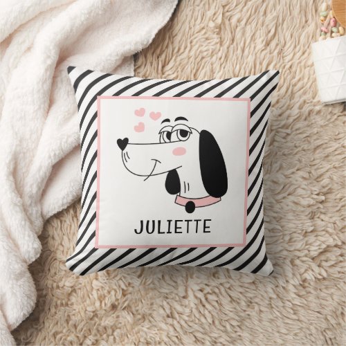 Dachshund Dog Romantic Pink Hearts Personalized Throw Pillow