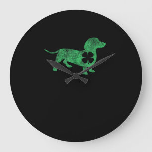 Dachshund Dog Shamrock St. Patrick's Day Saint Pad Large Clock