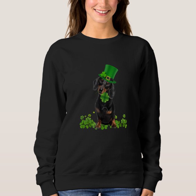 Dachshund Dog Shamrock St. Patrick's Day Saint Pad Sweatshirt (Front)