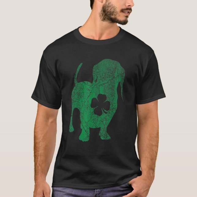 Dachshund Dog Shamrock St Patrick's Day Saint Padd T-Shirt (Front)