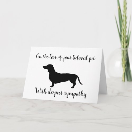Dachshund dog silhouette custom pet sympathy card