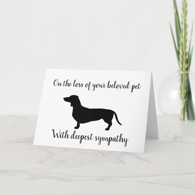 Dachshund dog silhouette custom pet sympathy card (Front)