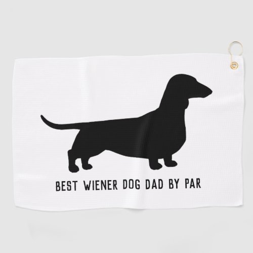 Dachshund Dog Silhouette Custom Text Golf Towel