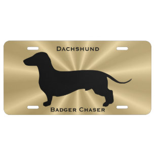 Dachshund Dog Silhouette Customizable Text License Plate
