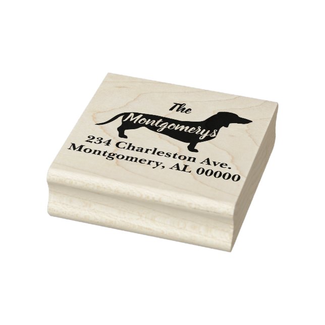 Dachshund Dog Silhouette Family Address Rubber Stamp (Stamp)