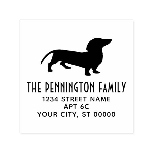 Dachshund Dog Silhouette Name Return Address 3 Self_inking Stamp
