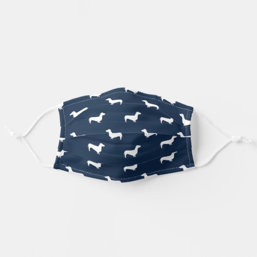 Dachshund dog silhouette navy blue adult cloth face mask
