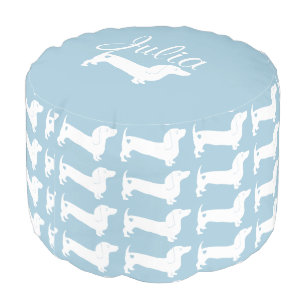 Dachshund Dog Silhouette Pattern Pouf