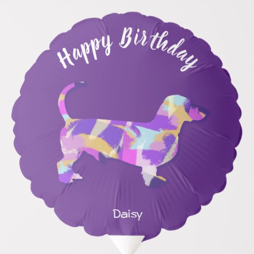 Dachshund Dog Silhouette PurplePYB Birthday Balloon