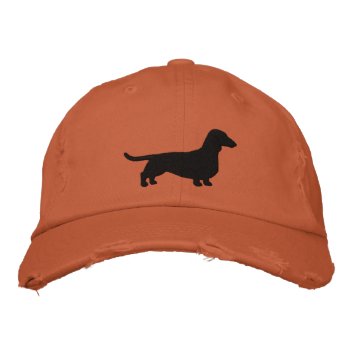 Dachshund Dog Silhouette Shorthaired Wiener Dog Embroidered Baseball Hat by jennsdoodleworld at Zazzle