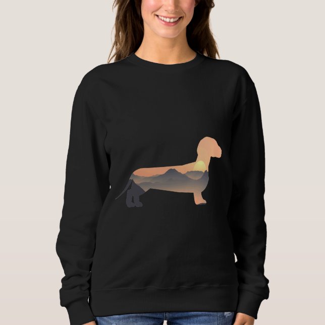 Dachshund Dog Silhouette Sun Mountain Sweatshirt (Front)