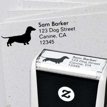 Dachshund Dog Silhouette Wiener Dog Return Address Self-inking Stamp by jennsdoodleworld at Zazzle