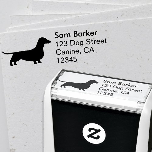 Dachshund Dog Silhouette Wiener Dog Return Address Self_inking Stamp