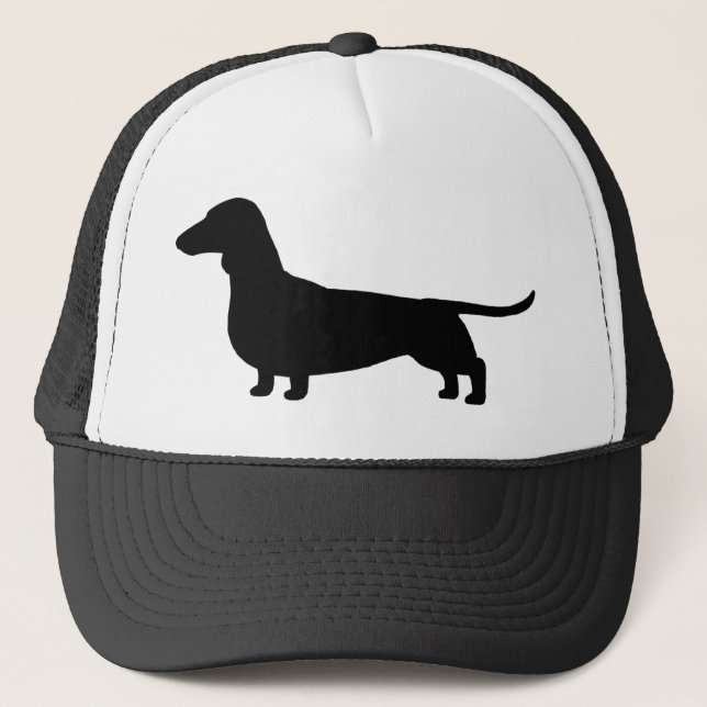 Dachshund Dog Silhouette Wiener Dog Weenie Trucker Hat (Front)