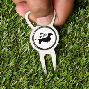 Dachshund Dog Silhouette with Custom Name  Divot Tool