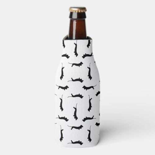 Dachshund Dog Silhouettes CUSTOM BACKGROUND COLOR Bottle Cooler