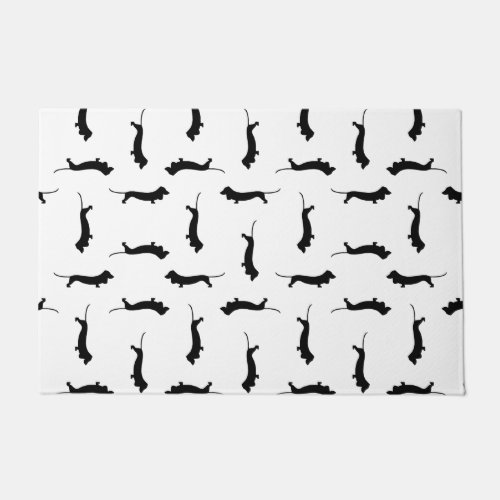 Dachshund Dog Silhouettes CUSTOM BACKGROUND COLOR Doormat