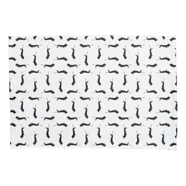 Dachshund Dog Silhouettes CUSTOM BACKGROUND COLOR Pillow Case (Front)