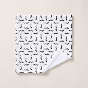 Dachshund Dog Silhouettes CUSTOM BACKGROUND COLOR Wash Cloth