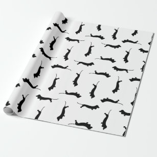 Dachshund Dog Silhouettes CUSTOM BACKGROUND COLOR Wrapping Paper