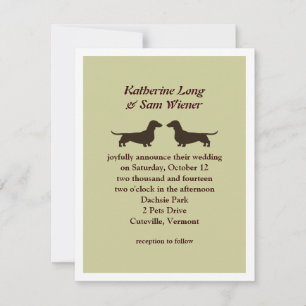 Dachshund Dog Silhouettes Cute Wedding Invitation