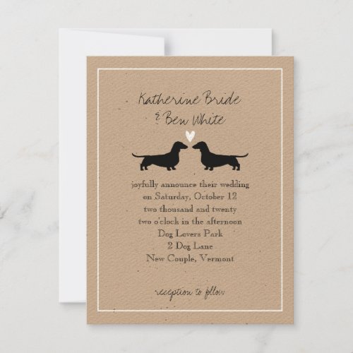 Dachshund Dog Silhouettes Cute Wedding Invitation